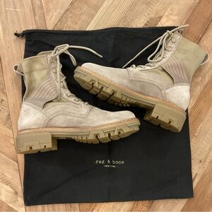 Rag & Bone‎ Shiloh Suede & Mesh Combat Boots | Neutral Jungle Boot | EU 38.5